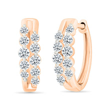 Double Row Diamond Hoop Earrings