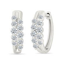 Double Row Diamond Hoop Earrings