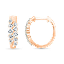 Double Row Diamond Hoop Earrings