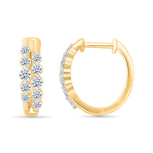 Double Row Diamond Hoop Earrings