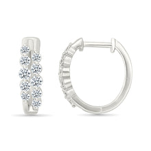 Double Row Diamond Hoop Earrings