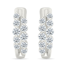 Double Row Diamond Hoop Earrings