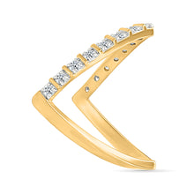 V-Shaped Gold &  Diamond Ring