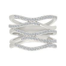 Multi - Row Wave Gold & Diamond Ring