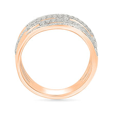 Multi - Row Wave Gold & Diamond Ring