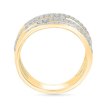 Multi - Row Wave Gold & Diamond Ring