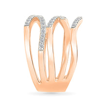 Multi - Row Wave Gold & Diamond Ring