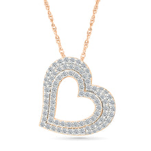 Diamond-Encrusted Double Heart Pendant