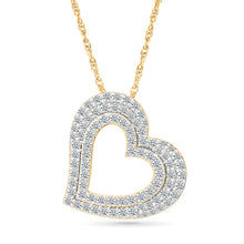 Diamond-Encrusted Double Heart Pendant