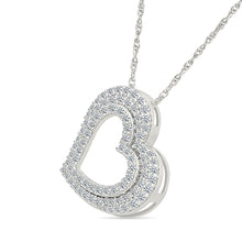 Diamond-Encrusted Double Heart Pendant