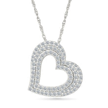 Diamond-Encrusted Double Heart Pendant