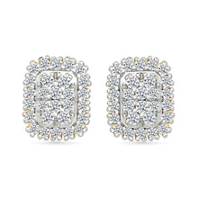 Squarish Gold & Diamond Earrings