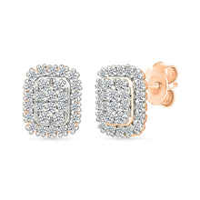 Squarish Gold & Diamond Earrings