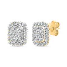 Squarish Gold & Diamond Earrings