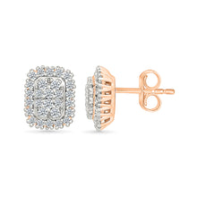 Squarish Gold & Diamond Earrings