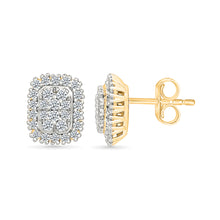 Squarish Gold & Diamond Earrings