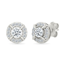 Round Halo Diamond Stud Earrings