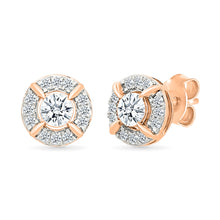 Round Halo Diamond Stud Earrings