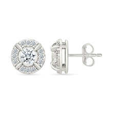 Round Halo Diamond Stud Earrings