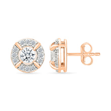 Round Halo Diamond Stud Earrings