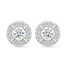 Round Halo Diamond Stud Earrings