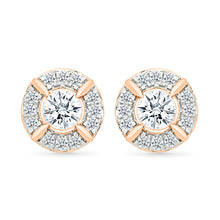 Round Halo Diamond Stud Earrings