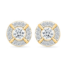 Round Halo Diamond Stud Earrings