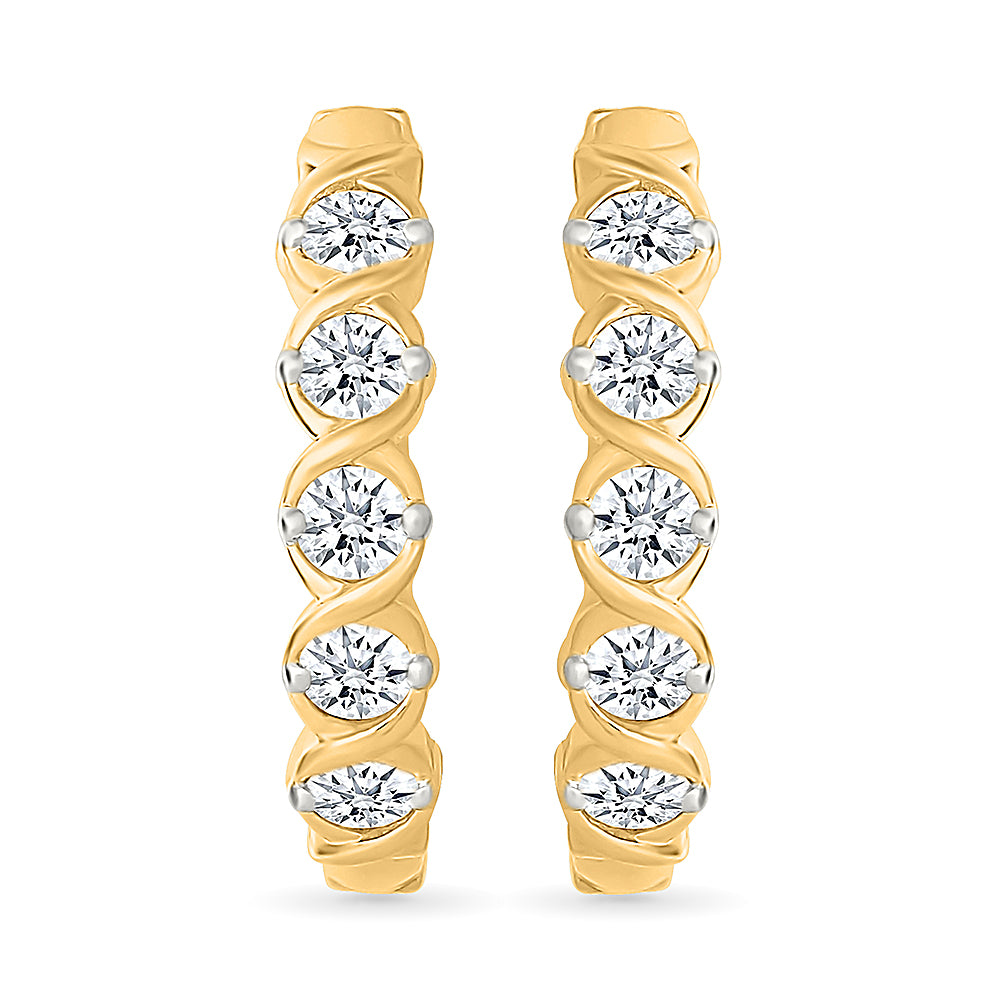 Diamond Studded Hoop Earrings