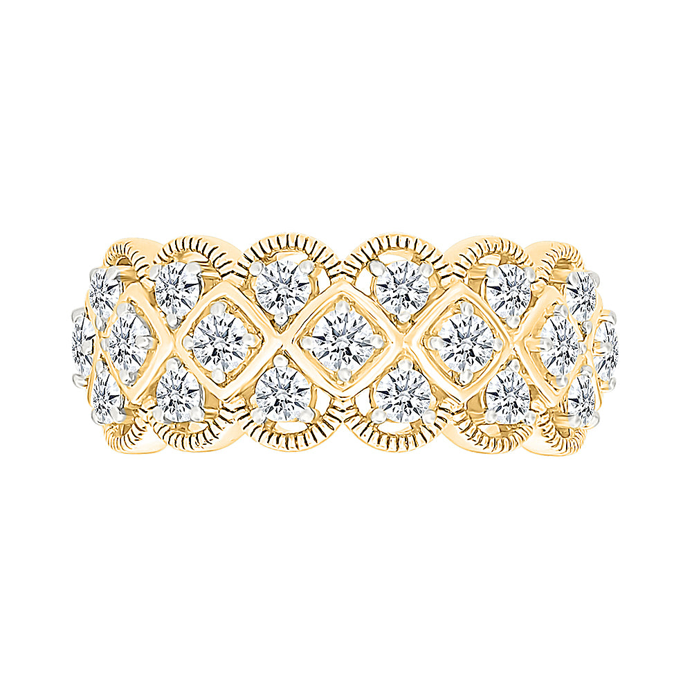 Gold & Diamond Grid Ring