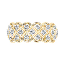Gold & Diamond Grid Ring