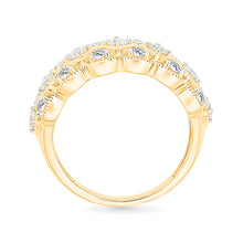 Gold & Diamond Grid Ring