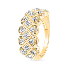 Gold & Diamond Grid Ring