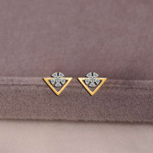 Floral Trigonal Gold & Diamond Studs Earrings