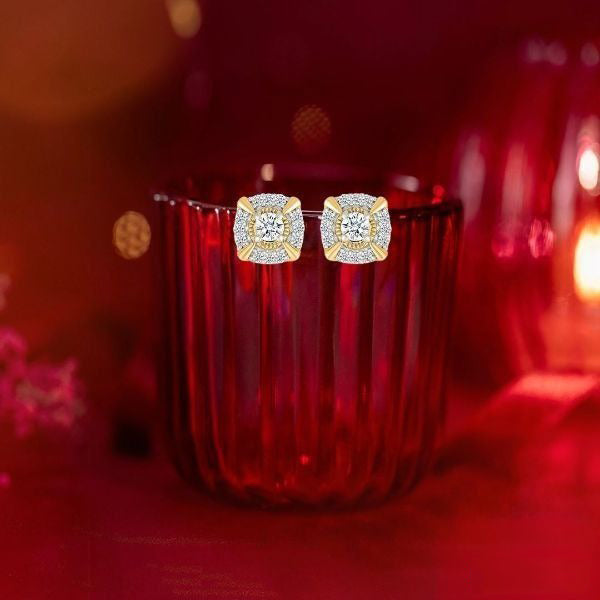 Cubic Halo Studs Earrings