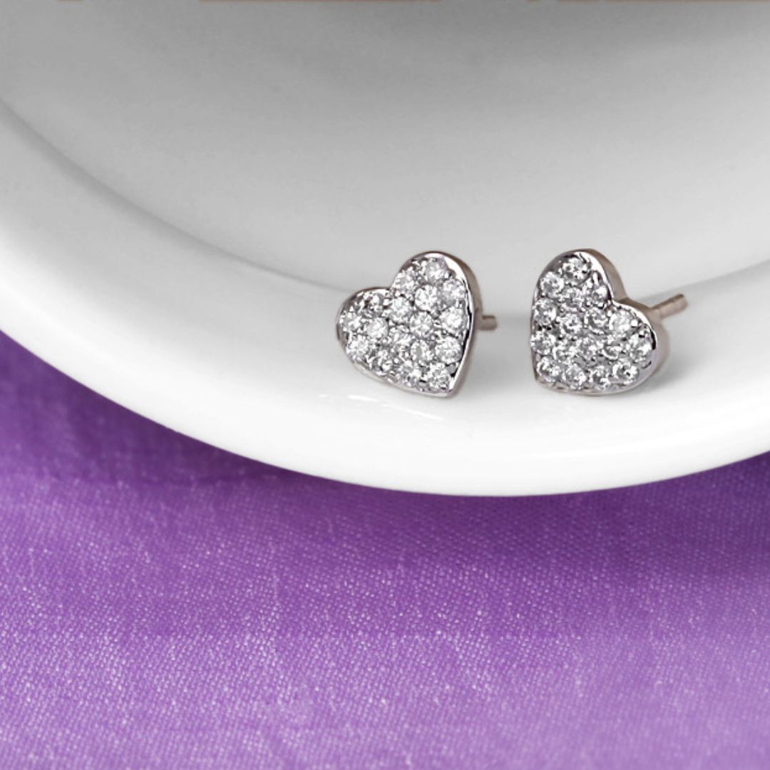 Heart Stud Gold & Diamond Earrings
